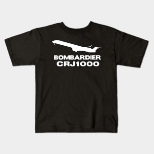 Bombardier CRJ1000 Silhouette Print (White) Kids T-Shirt